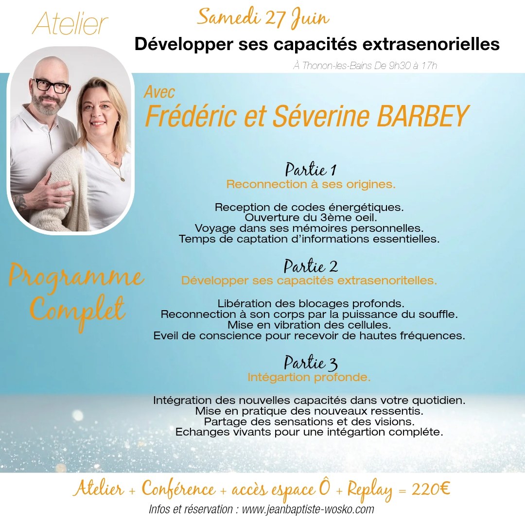 Programme complet de l’atelier Expérience à Thonon-les-Bains le 27 juin